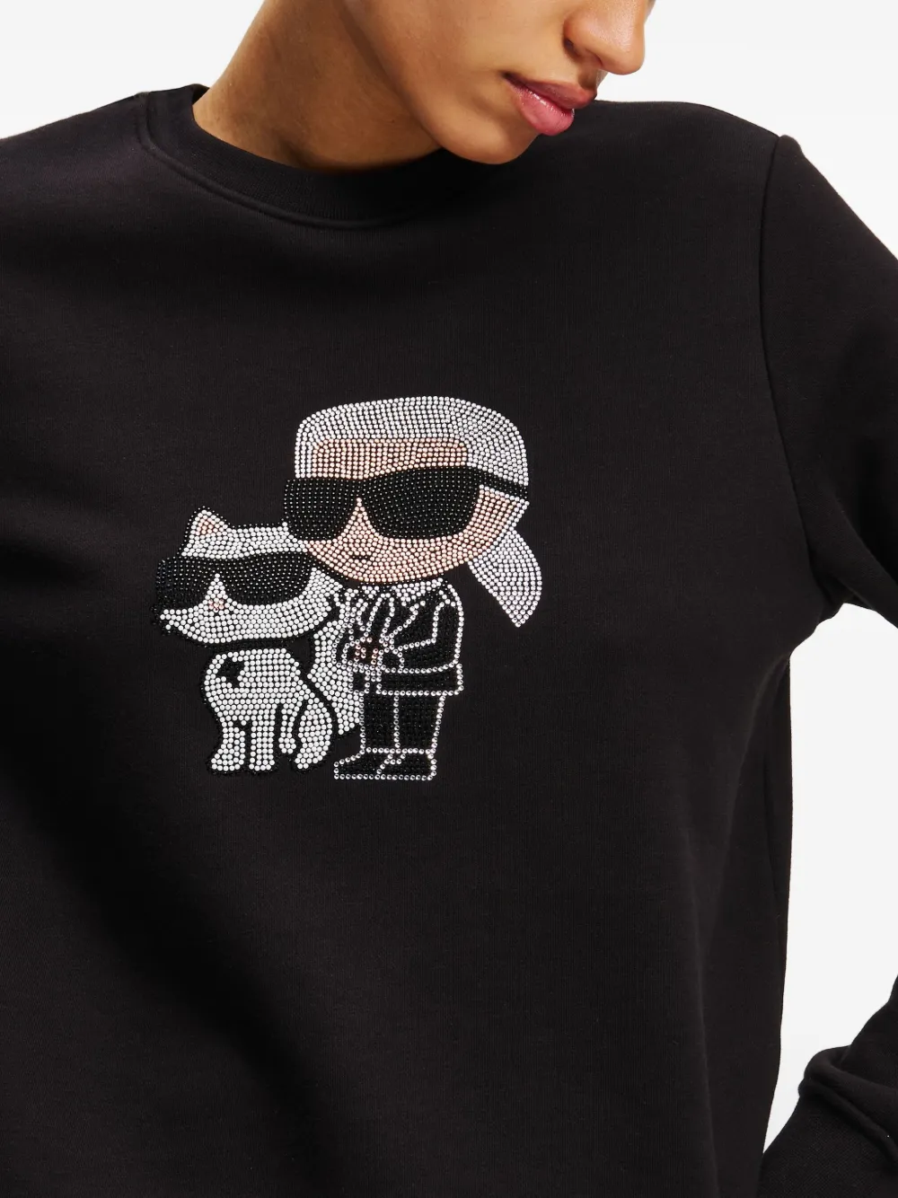 Karl Lagerfeld Ikon Choupette sweater met stras Zwart
