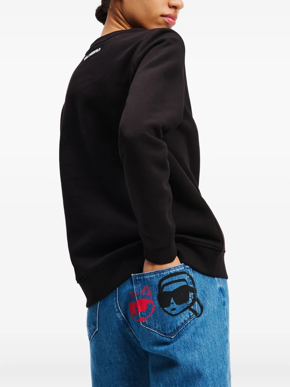 Karl Lagerfeld Ikon Choupette sweater met stras Zwart