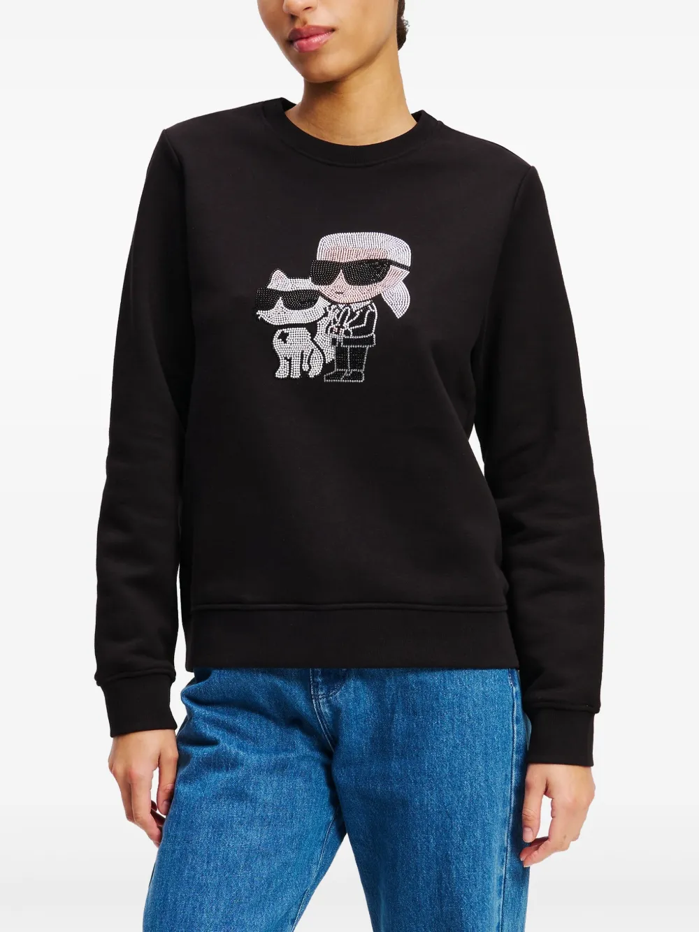 Karl Lagerfeld Ikon Choupette sweater met stras Zwart