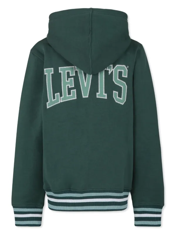 Levi's Kids Stripe Detailing Zipped Hoodie Green FARFETCH