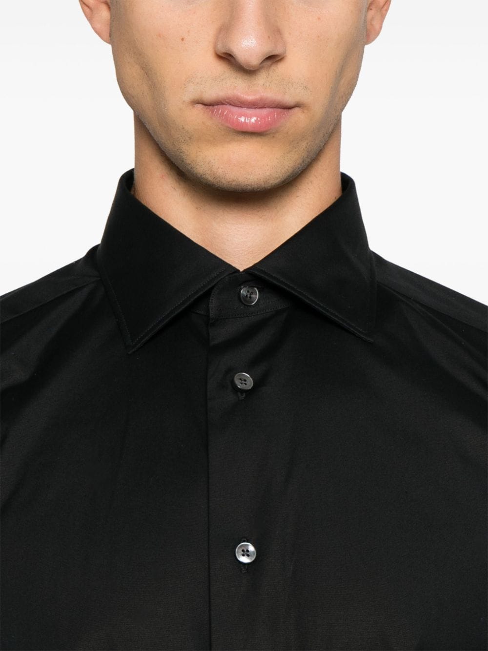 Shop Zegna Cutaway-collar Shirt In Black