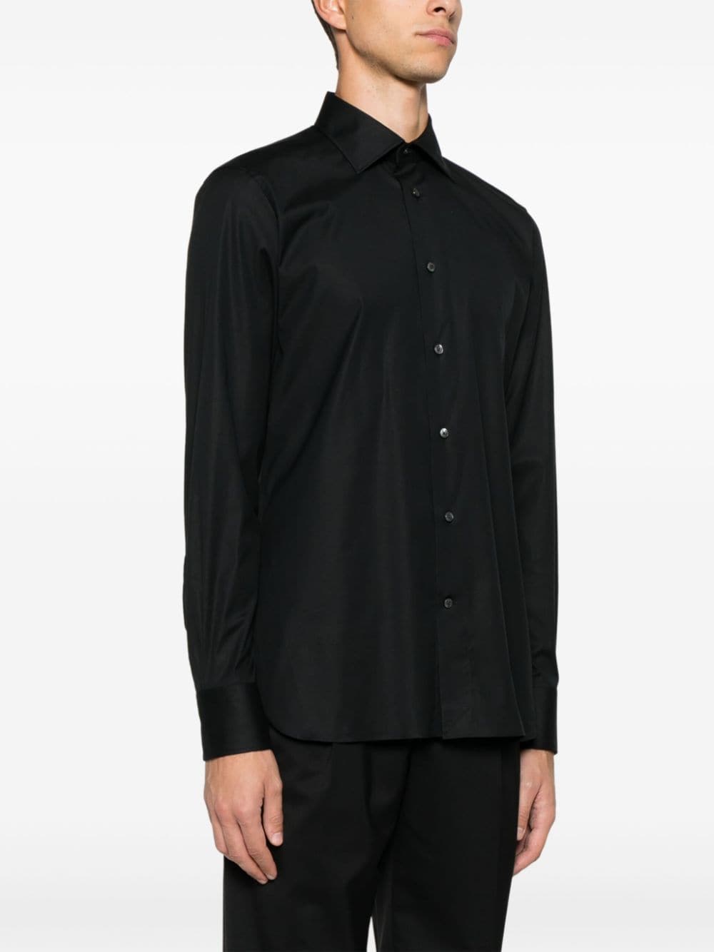 Shop Zegna Cutaway-collar Shirt In Black