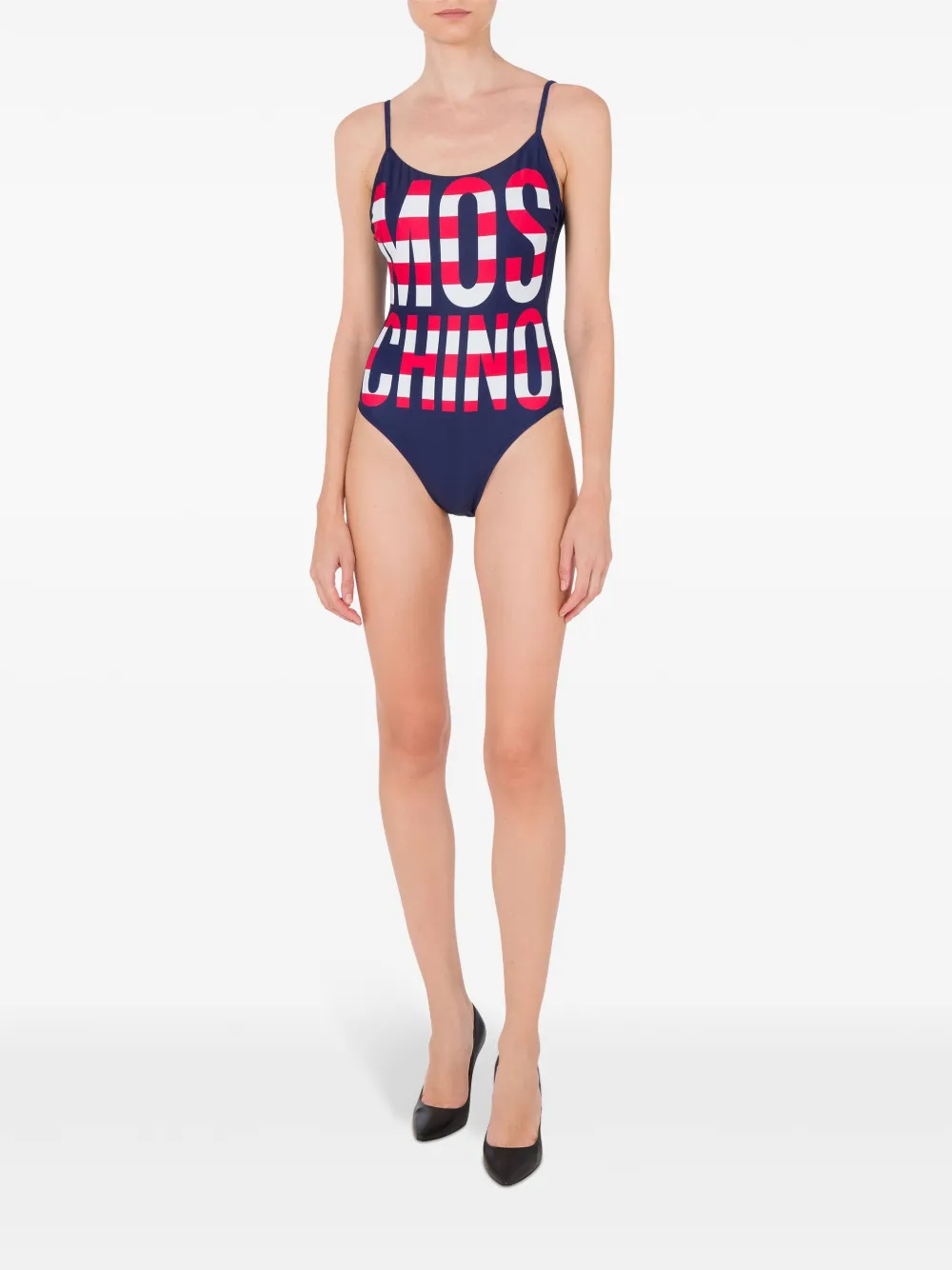 Shop Moschino Logo-print Swimsuit In 蓝色