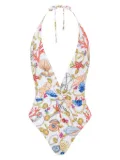 Moschino shell print swimsuit - White