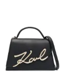 Karl Lagerfeld medium Signature leather cross body bag - Black