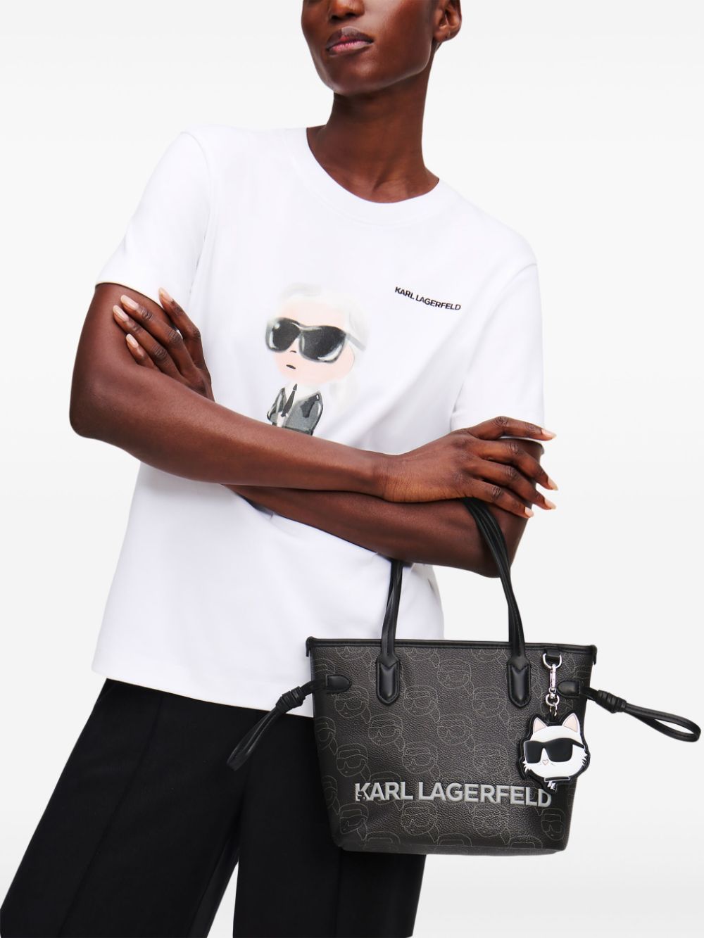 Karl Lagerfeld small Ikon monogram tote bag - Zwart