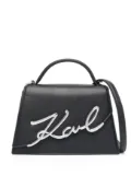 Karl Lagerfeld medium Signature leather cross body bag - Black