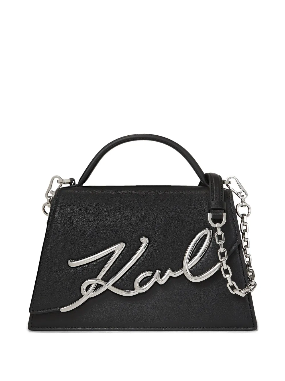 Karl Lagerfeld medium Signature leather cross body bag | Black | Image 1