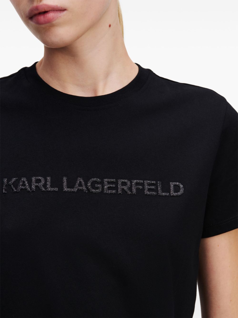 Karl Lagerfeld T-shirt met glitter logo Zwart