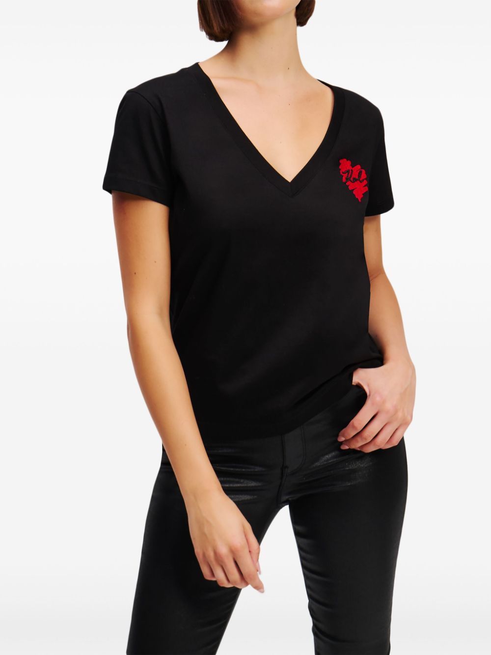 Karl Lagerfeld K/Heart katoenen T-shirt - Zwart