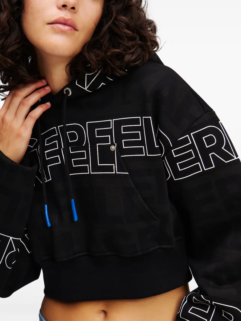 Karl Lagerfeld Jeans Cropped hoodie Zwart