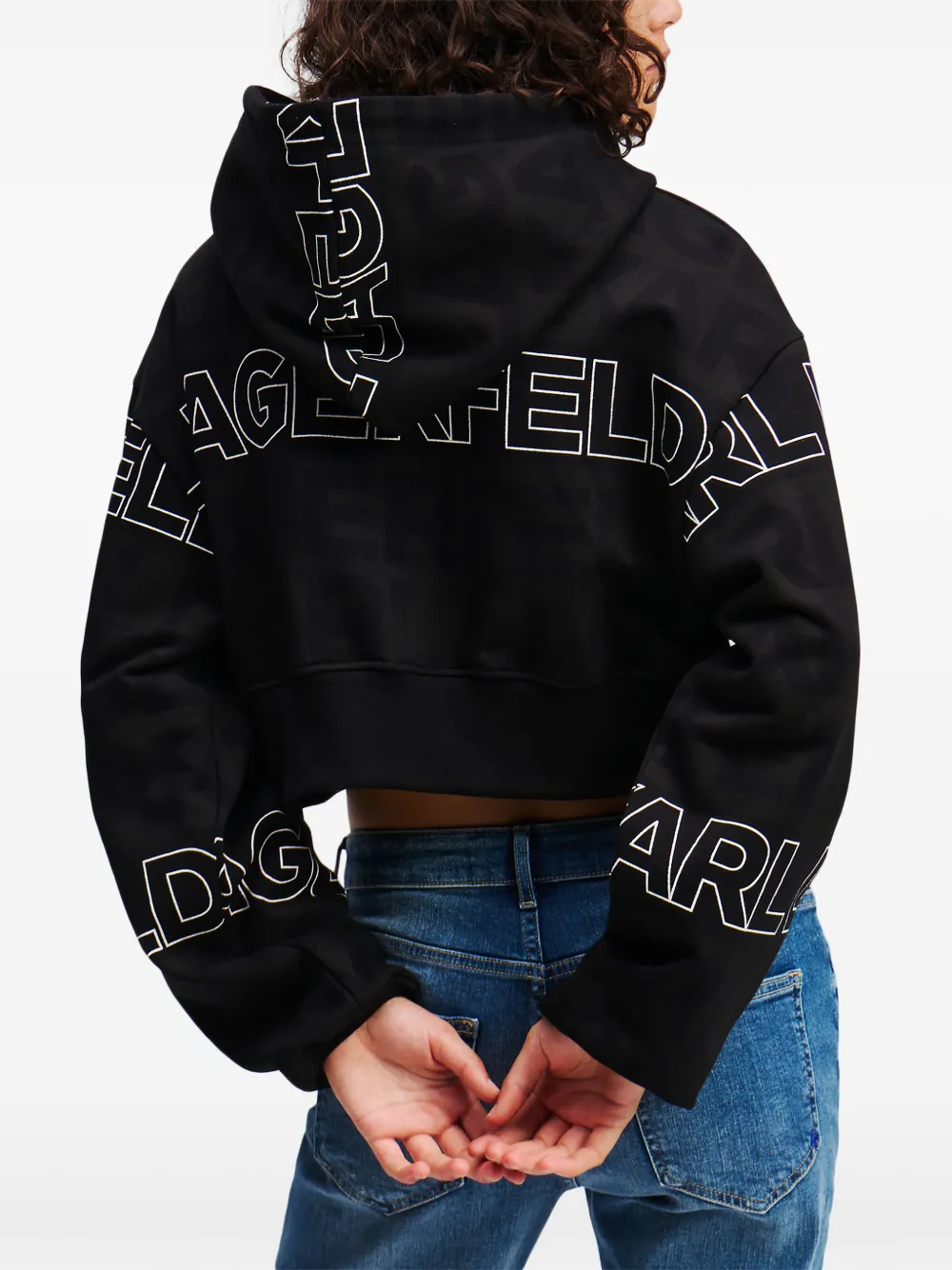 Karl Lagerfeld Jeans Cropped hoodie Zwart