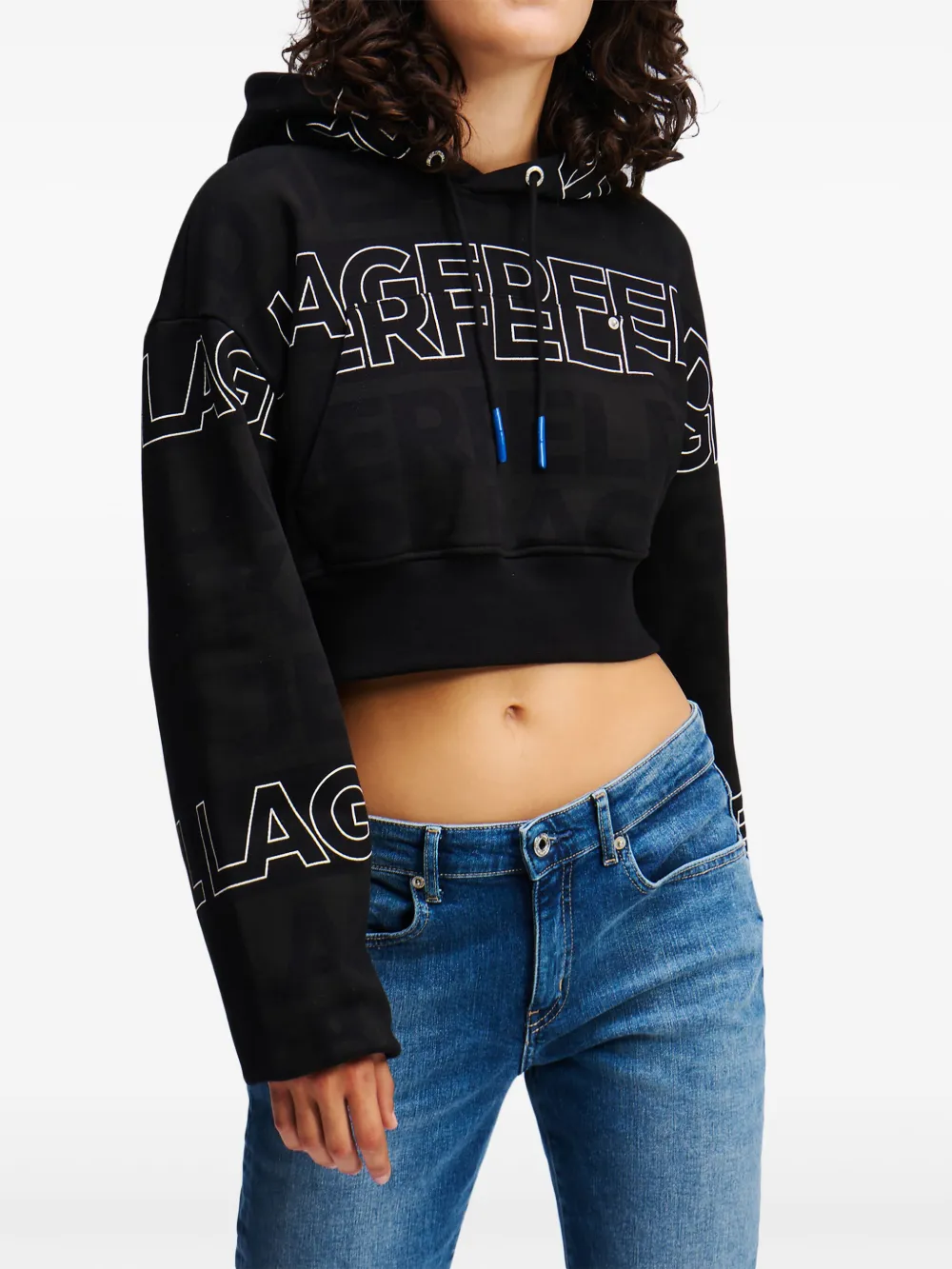 karllagerfeldjeans Karl Lagerfeld Jeans Cropped hoodie - Zwart