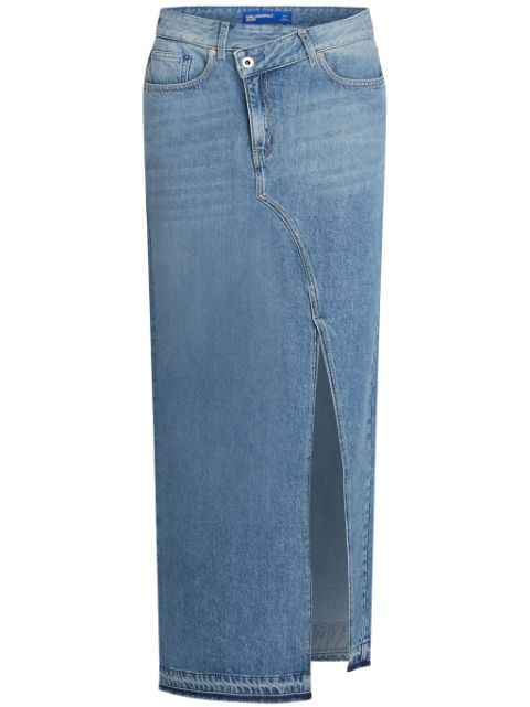 Karl Lagerfeld Jeans asymmetric front denim maxi skirt