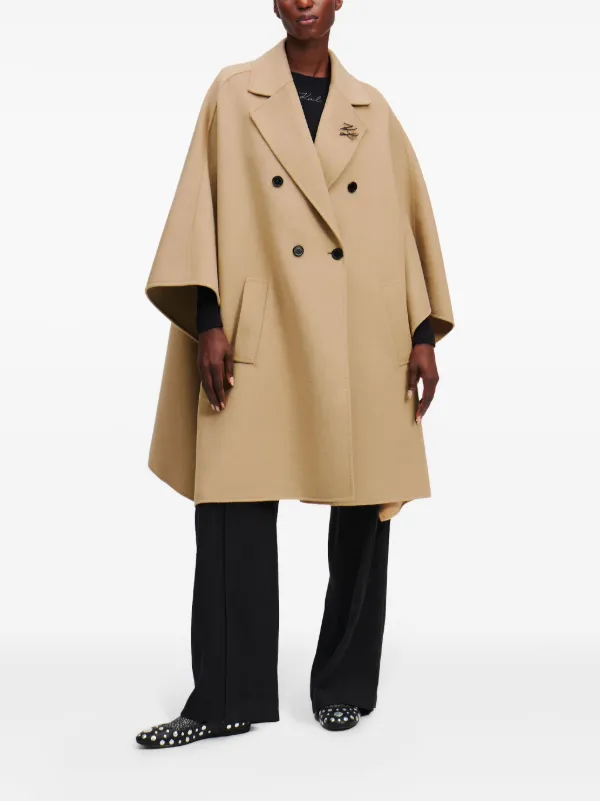 高級　ベージュ ダブルブレスト ロングコート Karl Lagerfeld ベージュ ダブルブレスト ロングコート