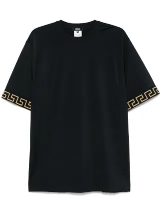 Versace Camiseta Com Acabamento Greca | Preto | FARFETCH BR