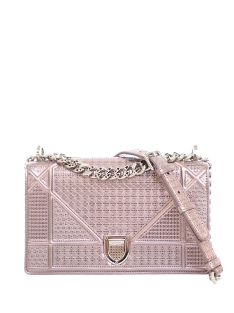 Christian Dior 2015 Small Metallic Calfskin Microcannage Diorama Flap crossbody bag Women