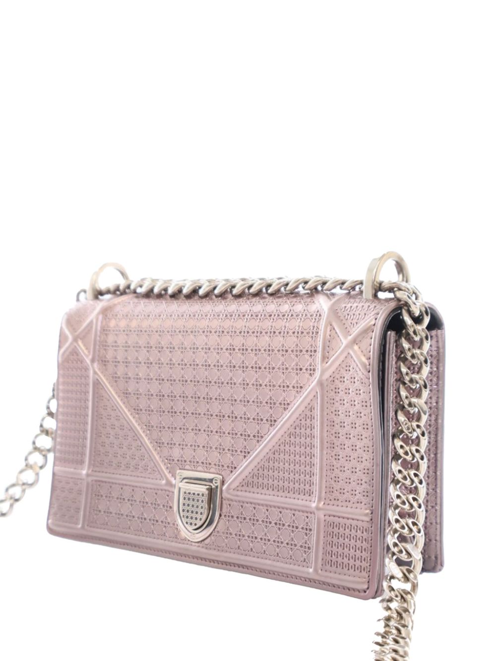 Christian Dior 2015 Small Metallic Calfskin Microcannage Diorama Flap crossbody bag Women