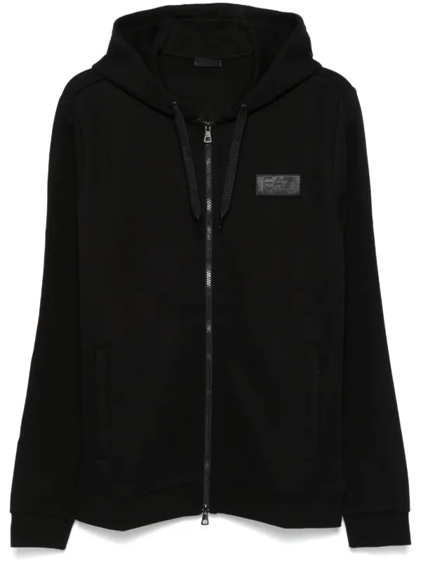 Ea7 Emporio Armani logo-appliqué Hoodie | Black | FARFETCH