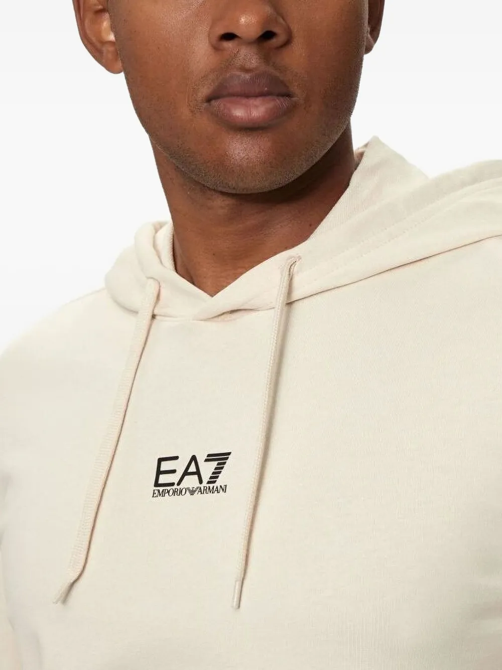 Ea7 Emporio Armani Gebreide trui met capuchon en logo Beige