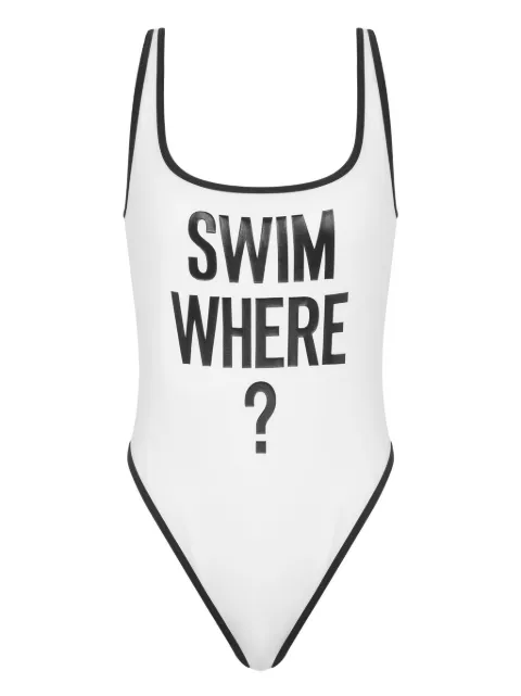 Moschino slogan-print swimsuit
