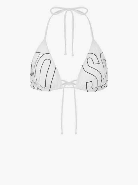 Moschino logo-print bikini top