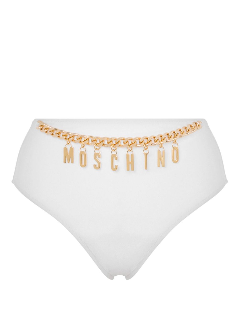 Moschino Bikinislip met schakelketting afwerking Wit