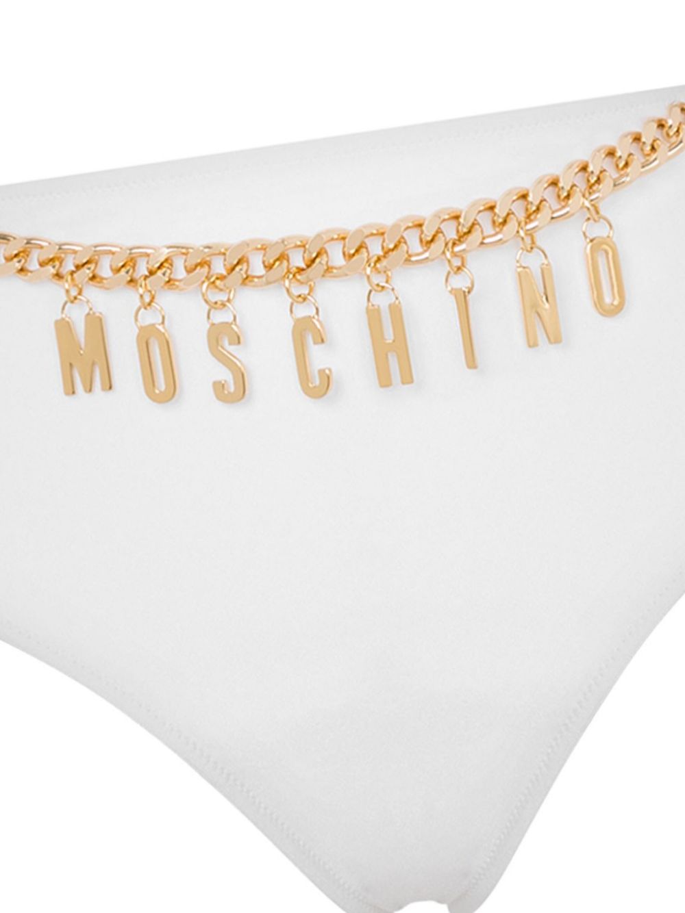 Moschino Bikinislip met schakelketting afwerking - Wit