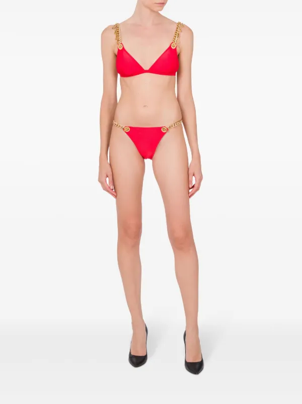 Moschino コントラストトリムテクスチャフィニッシュショツ Moschino チェーントリム ビキニトップ | レッド | FARFETCH JP
