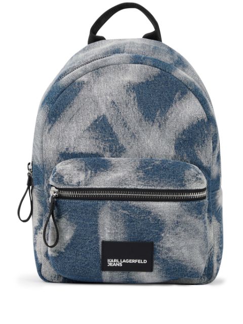 Karl Lagerfeld Jeans logo-patch denim backpack WOMEN