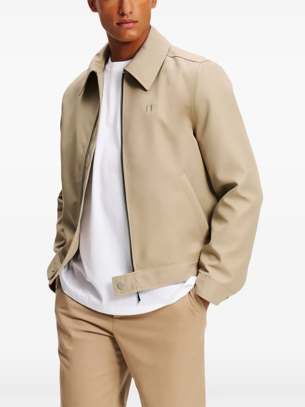 Karl Lagerfeld Bomberjack met geborduurd logo Beige