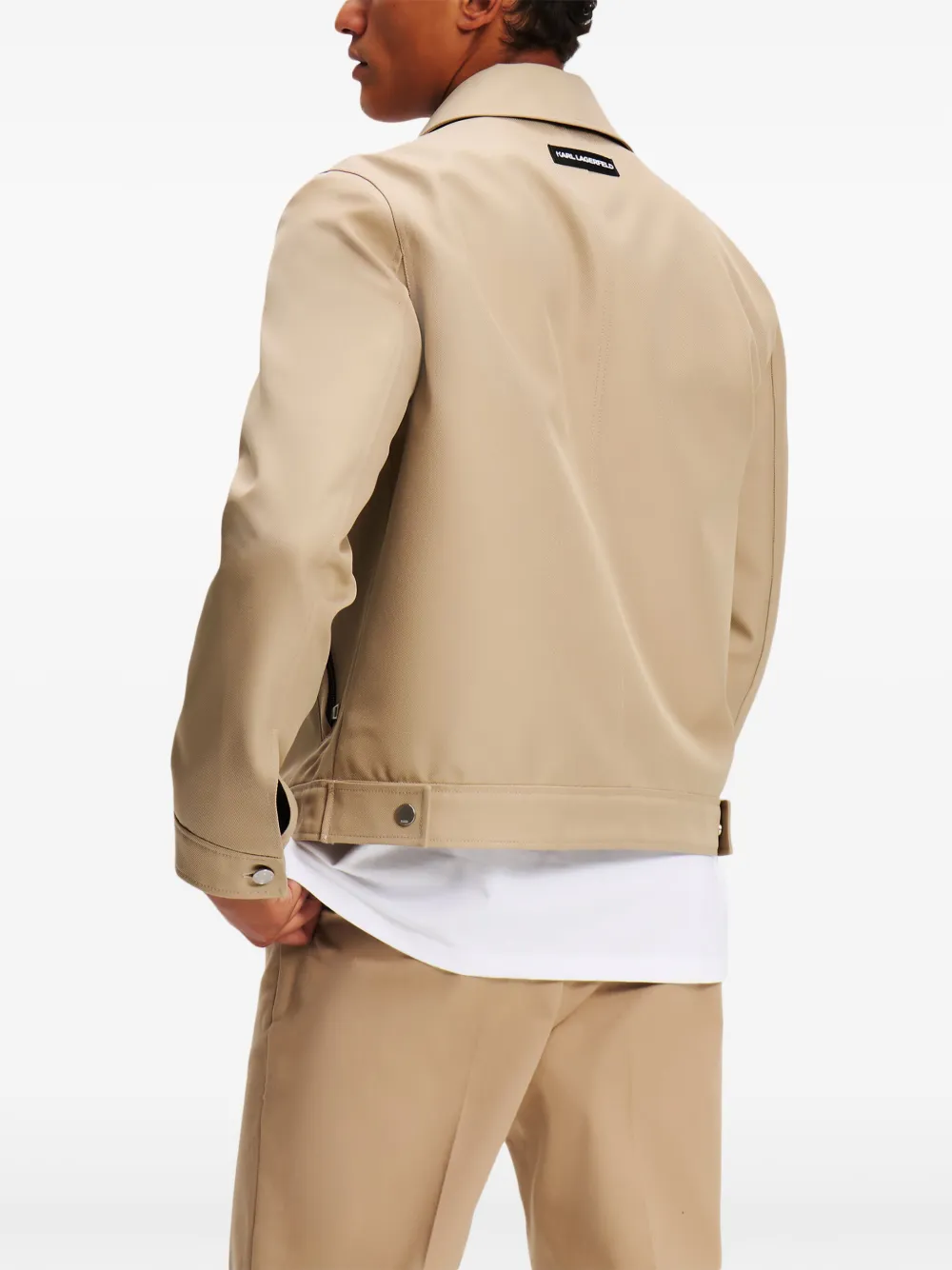 Karl Lagerfeld Bomberjack met geborduurd logo Beige