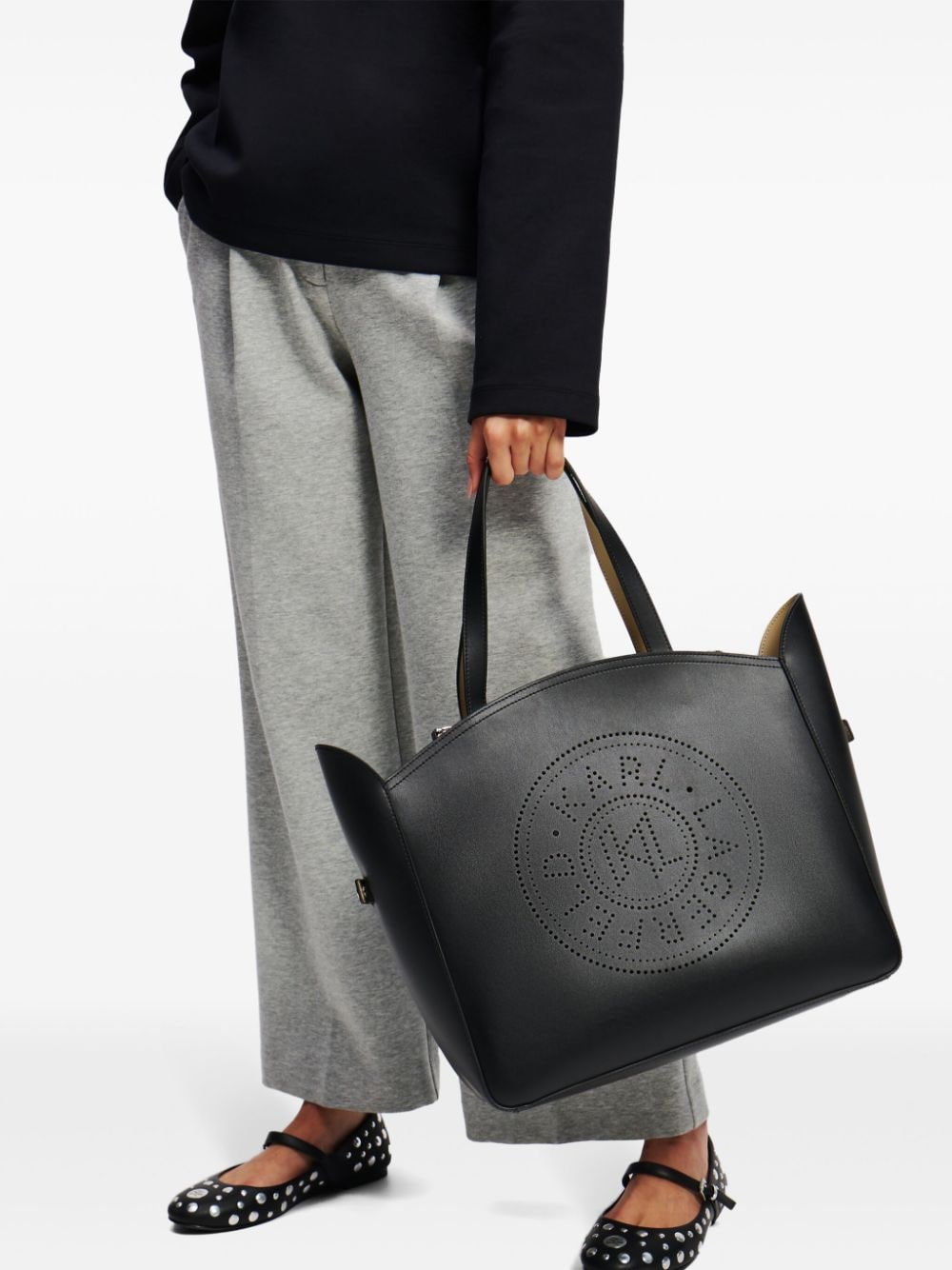 Karl Lagerfeld K/Circle shopper met geperforeerd design - Zwart