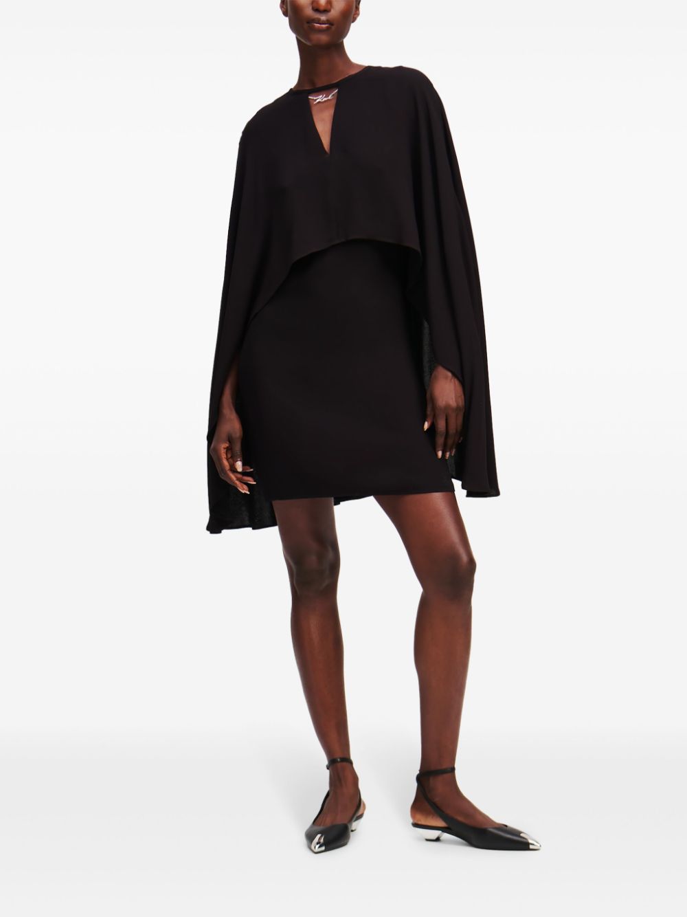 Karl Lagerfeld Mini-jurk met cape - Zwart