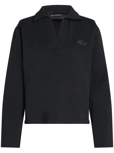 Karl Lagerfeld logo-print V-neck sweatshirt