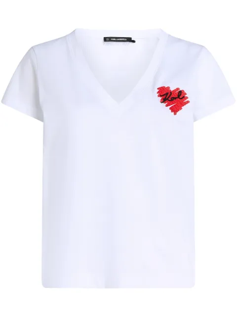 Karl Lagerfeld K/Heart V-neck T-shirt 