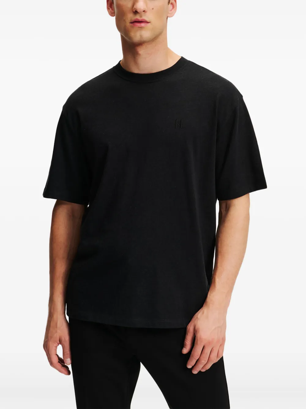 Karl Lagerfeld T-shirt met geborduurd monogram Zwart