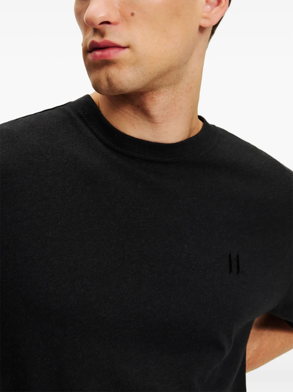 Karl Lagerfeld T-shirt met geborduurd monogram Zwart
