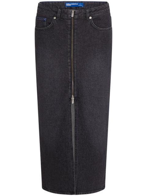 Karl Lagerfeld Jeans zip-front denim midi skirt