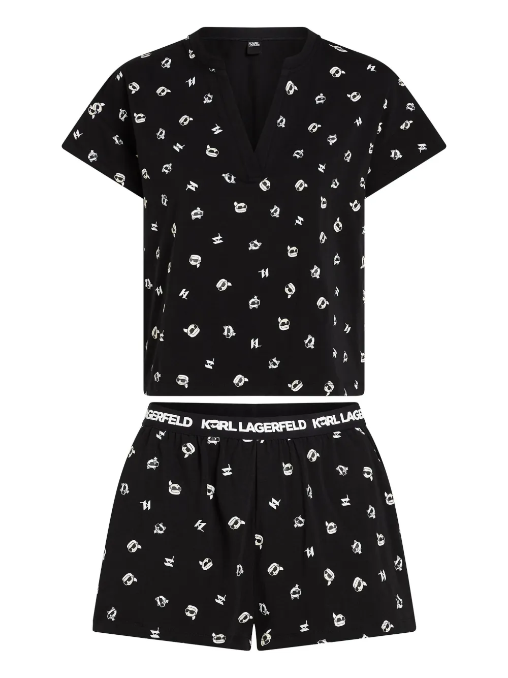 Karl Lagerfeld conjunto de shorts de pijama Ikonik | negro | Image 1