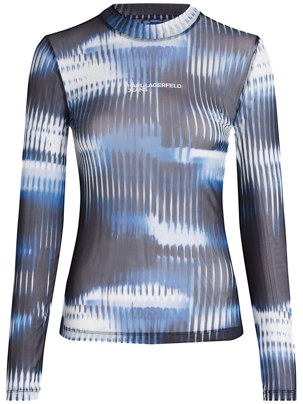 Karl Lagerfeld Jeans glitch-print mesh top - Black