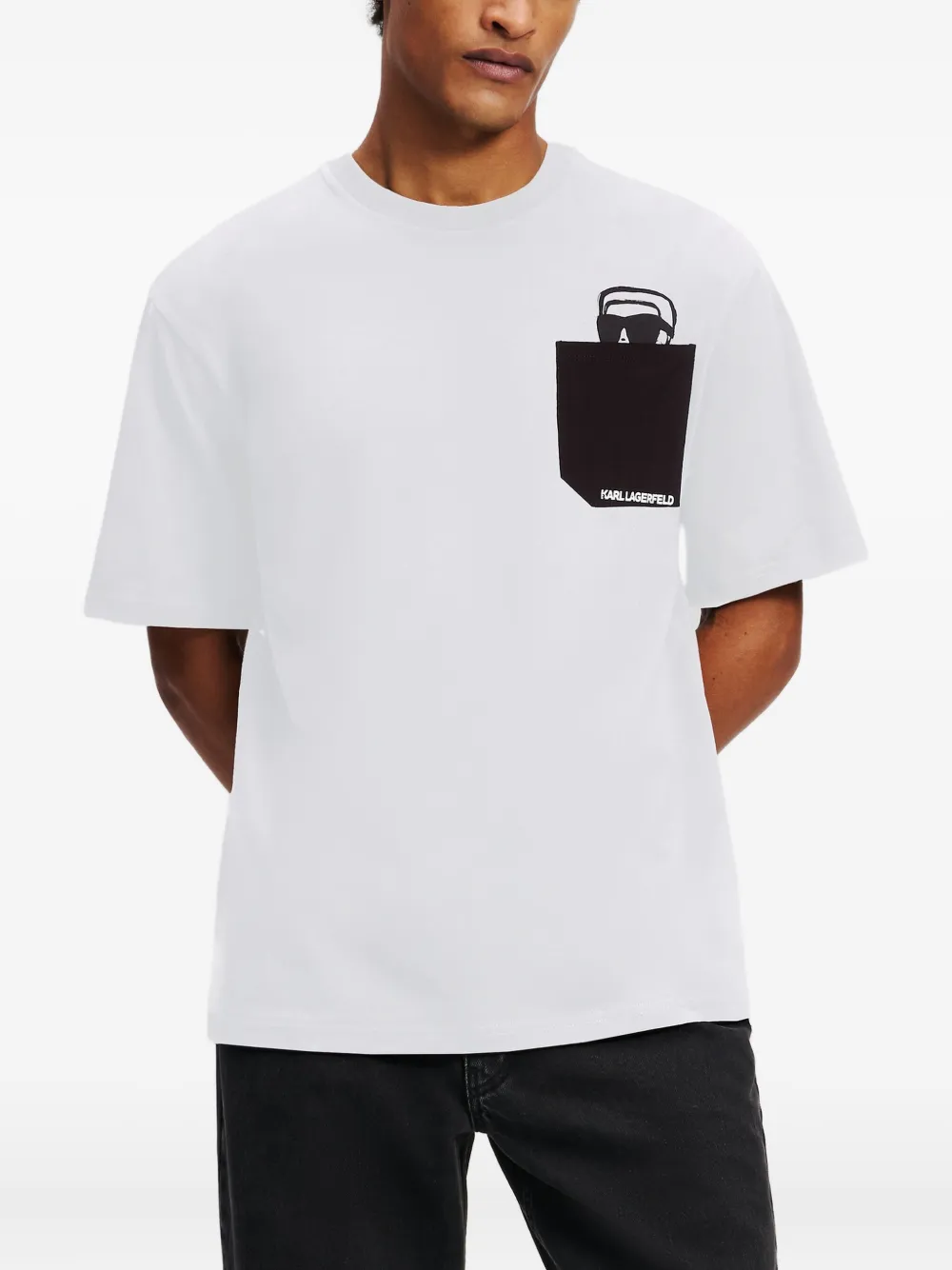 Karl Lagerfeld Ikon Peek-a-Boo Pocket T-shirt Wit