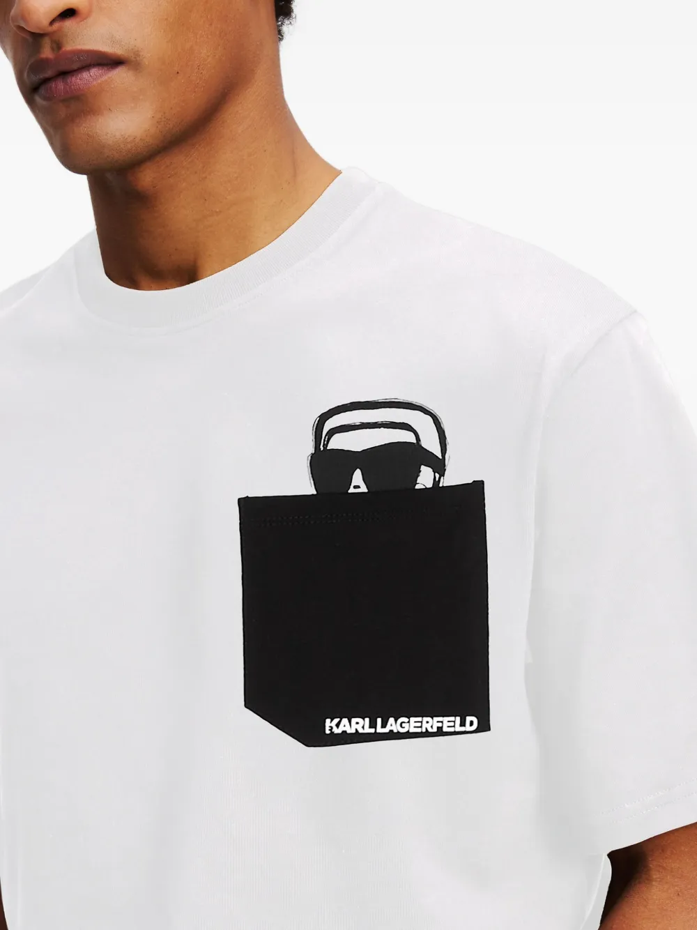 Karl Lagerfeld Ikon Peek-a-Boo Pocket T-shirt Wit