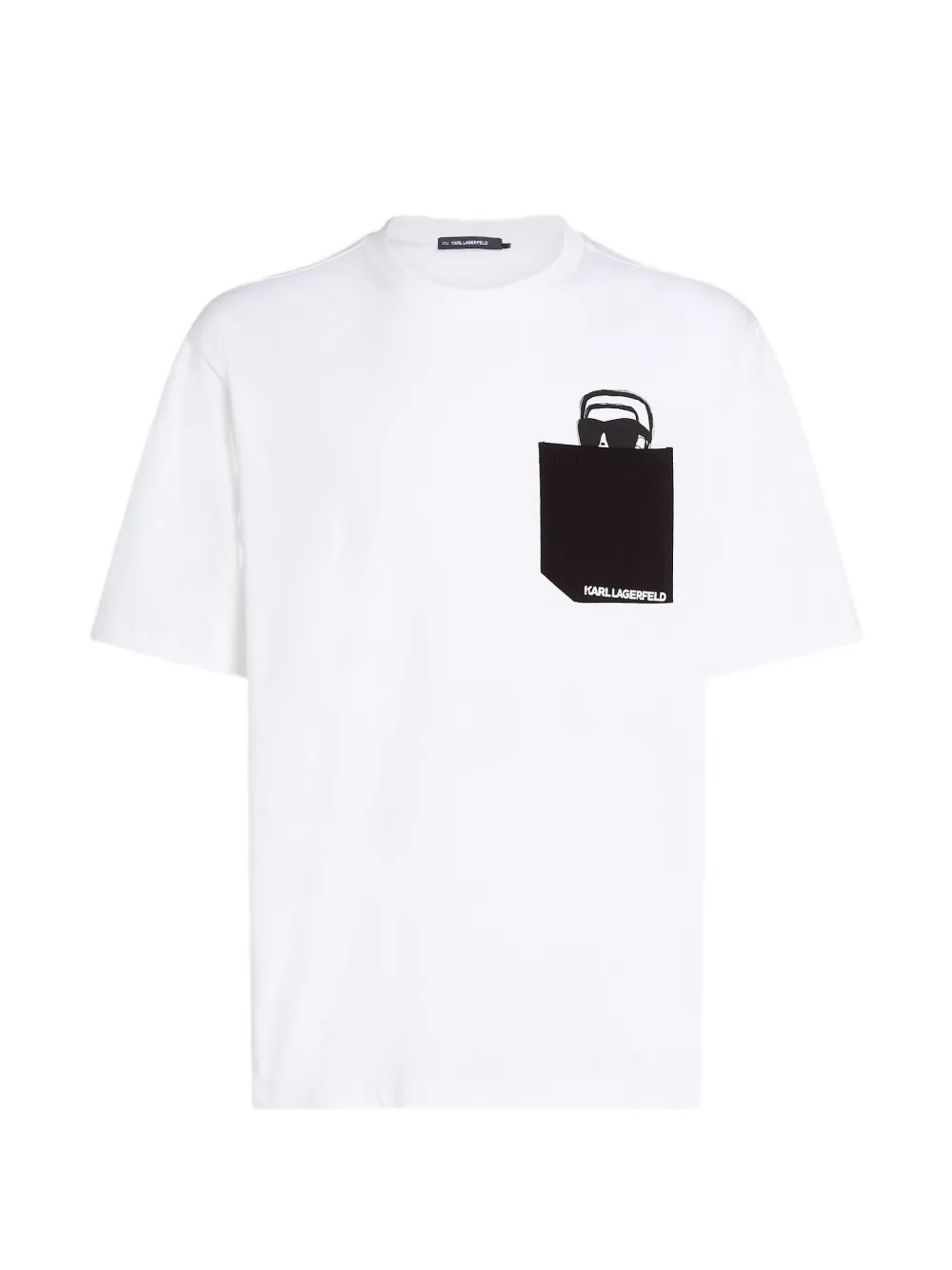 Karl Lagerfeld Ikon Peek-a-Boo relaxed T-shirt met zak Wit