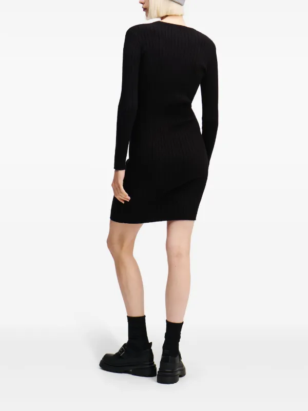 Karl Lagerfeld Jeans button-up ribbed-knit Dress Black FARFETCH IN