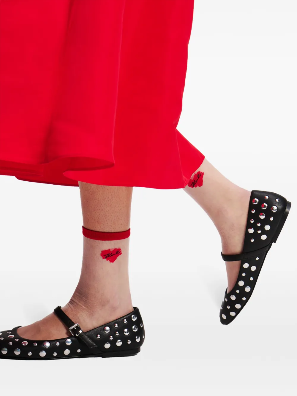 Shop Karl Lagerfeld K/heart Mesh Socks (pack Of Two) In Red