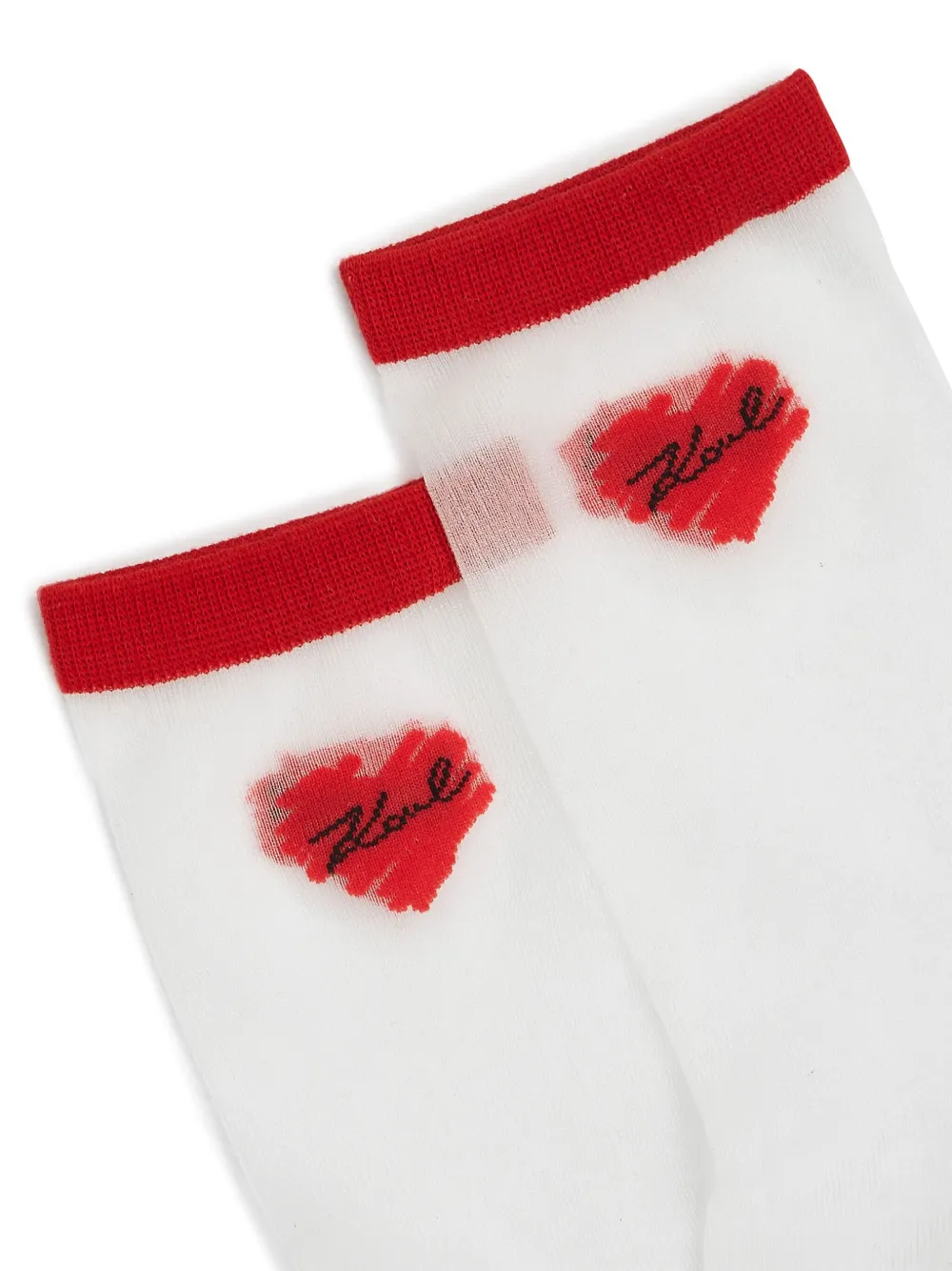 Shop Karl Lagerfeld K/heart Mesh Socks (pack Of Two) In Red