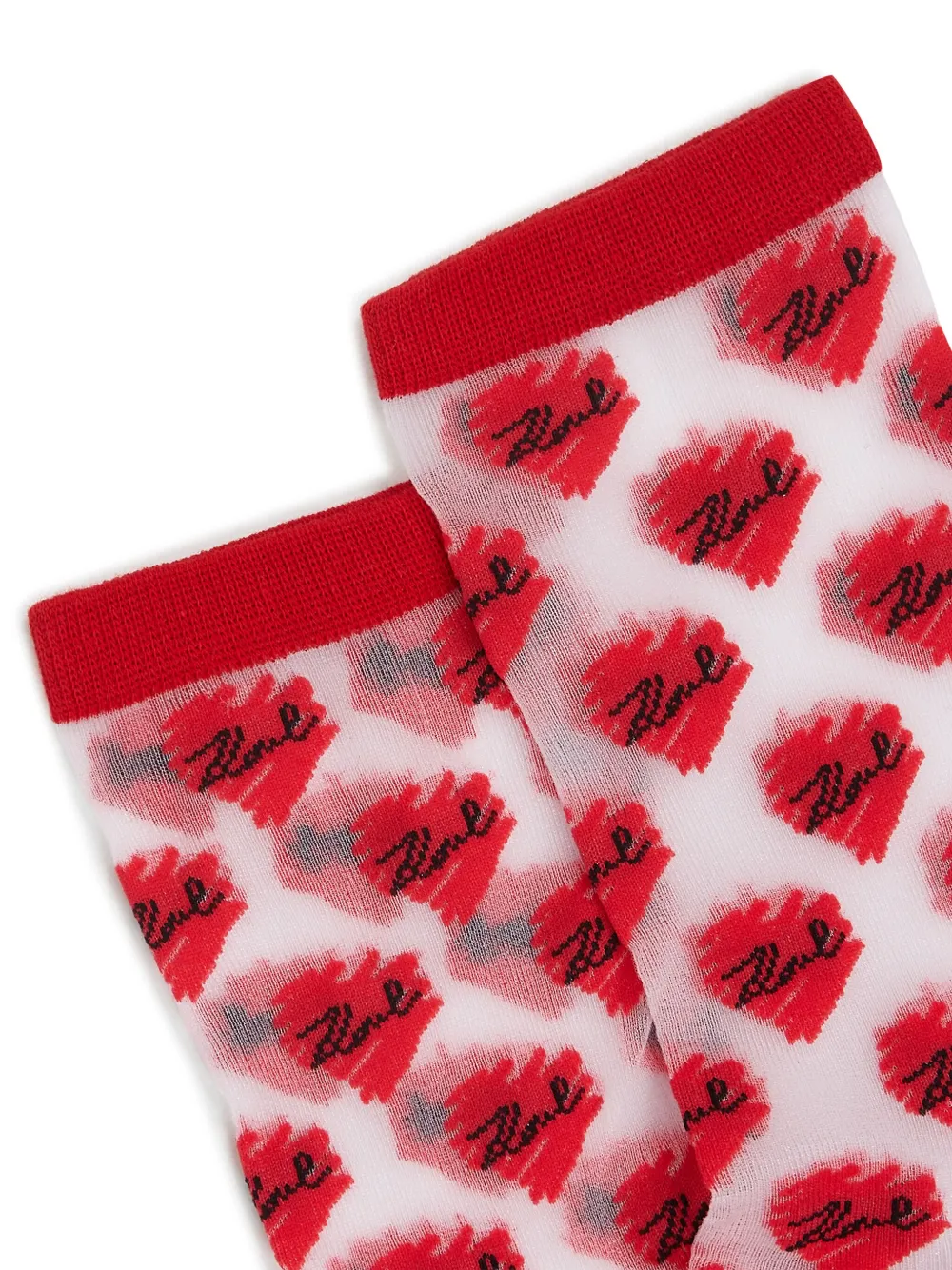 Shop Karl Lagerfeld K/heart Mesh Socks (pack Of Two) In Red