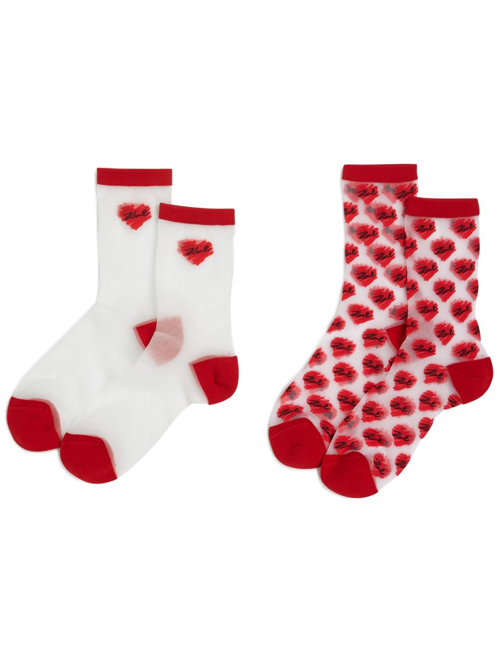 Karl Lagerfeld k/heart mesh socks (pack of two) - Red