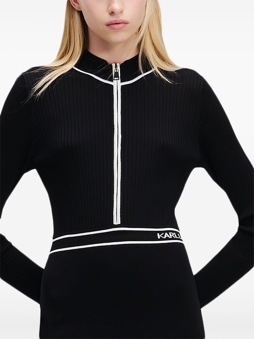 Karl Lagerfeld Intarsia jurk - Zwart